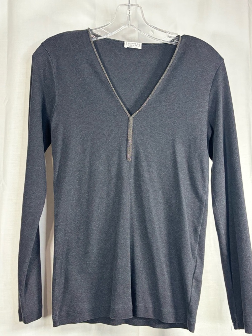 EUC BRUNELLO CUCINELLI Women’s Classic Charcoal Knit Long Sleeve Top Sz L